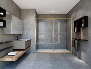 Душевая дверь Vincea Garda VDS-1G2170CLG, 1700, брашированное золото, стекло прозрачное