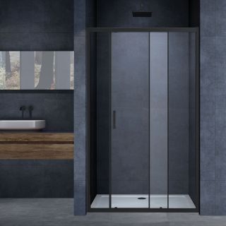 Душевая дверь Vincea Alpha VDS-3AL110CLB, 1100, черный, стекло прозрачное