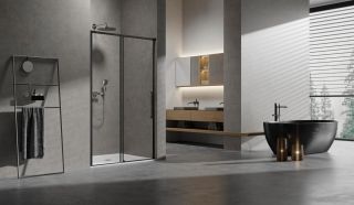 Душевая дверь Vincea Slim 8mm VDS-6SL110CLB, 1100, черный, стекло прозрачное