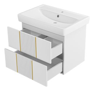 Подвесная тумба под раковину Brevita Vega VEG-09070-0102Я 70см белый/золото