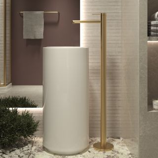 Смеситель для раковины напольный Vincea Rim VFBF-2R1BG, однорычажный, брашированное золото