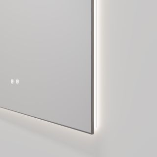 Зеркало Vincea LED VLM-4F800GM-2 800х800 в алюминиевой раме, вороненая сталь