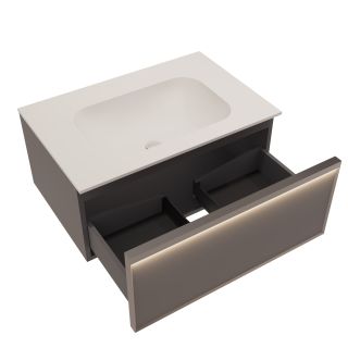 База под раковину Vincea Elise 800 подвесная, 2 выкатных ящика soft-close, серый матовый