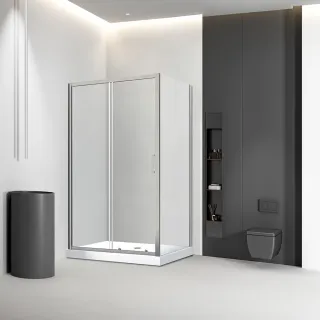 Душевой уголок Veconi Rovigo RV-046BC, 1500х800х1950, никель брашинг, стекло прозрачное