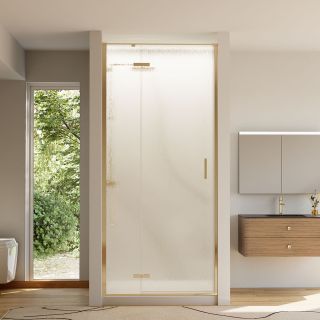 Душевая дверь Veconi Vianno VN-73RG/L, 800x1950, Золото брашинг, стекло дождь