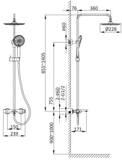 Душевая стойка Vincea Rondo VSFS-1R1CH, хром