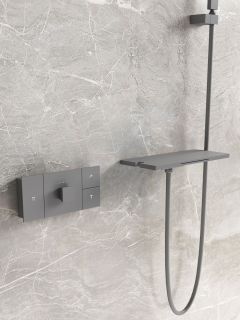 Душевой комплект Vincea Futura VSFW-2F11TGM термостатический встраиваемый, трехрежимный, вороненая сталь