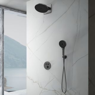 Душевой комплект Vincea Inspire VSFW-3I22MT5GM встраиваемый, термостатический, двухрежимный, вороненая сталь