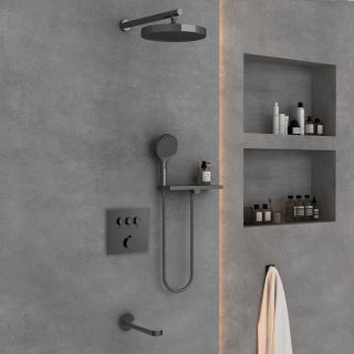 Душевой комплект Vincea VSFW-431I2RGM встраиваемый, трехрежимный, вороненая сталь