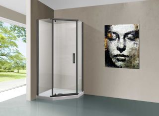 Душевой уголок Vincea Stresa VSP-1S900CLGM, 900*900, вороненая сталь, стекло прозрачное