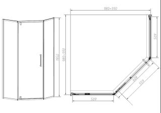 Душевой уголок Vincea Slim-N VSP-4SN100CLGM, 1000*1000, вороненая сталь, стекло прозрачное