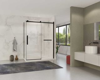 Душевой уголок Vincea Como Soft VSR-1CS8014CLB, 1400*800, черный, стекло прозрачное