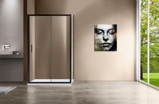 Душевой уголок Vincea Garda VSR-1G1014CLB, 1400*1000, черный, стекло прозрачное