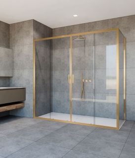 Душевой уголок Vincea Garda VSR-1G28017CLG, 1700*800, брашированное золото, стекло прозрачное