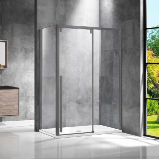 Душевой уголок Vincea Lugano VSR-1L9012CLGM-1, 1200*900, вороненая сталь, стекло прозрачное