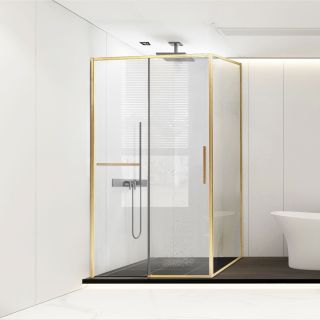 Душевой уголок Vincea Slim Soft VSR-1SS9014CLG, 1400*900, брашированное золото, стекло прозрачное