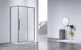 Душевой уголок Vincea Slim-N VSR-4SN8011CLGM, 1100*800, вороненая сталь, стекло прозрачное