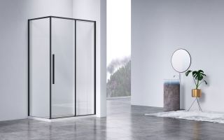 Душевой уголок Vincea Slim-N VSR-4SN8013CLB, 1300*800, черный, стекло прозрачное