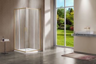 Душевой уголок Vincea Garda VSS-1G8010CLG, 1000*800, брашированное золото, стекло прозрачное