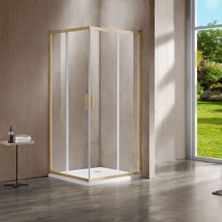 Душевой уголок Vincea Garda VSS-1G9011CLG, 1100*900, брашированное золото, стекло прозрачное