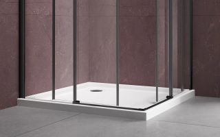 Душевой уголок Vincea Dice VSS-4D900CLB, 900*900, черный, стекло прозрачное