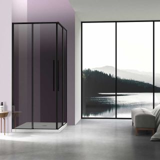 Душевой уголок Vincea Slim-N VSS-4SN900CGB, 900*900, черный, стекло тонированное