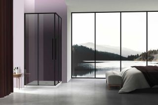 Душевой уголок Vincea Slim-N VSS-4SN900CGB, 900*900, черный, стекло тонированное