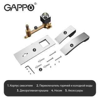 Встраиваемый смеситель для раковины Gappo Jacob G1007-2 хром