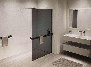 Душевая перегородка Vincea Walk-In VSW-1HR100CGB, 1000*2000, черный, стекло тонированное