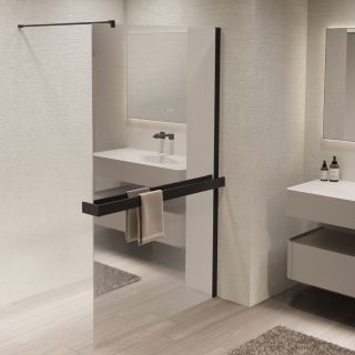 Душевая перегородка Vincea Walk-In VSW-1HR100MRB, 1000*2000, черный, стекло зеркальное