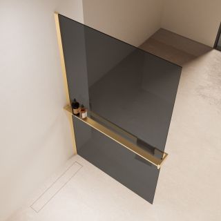 Душевая перегородка Vincea Walk-In VSW-1HR110CGG, 1100*2000, матовый золотой, стекло тонированное