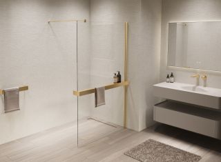 Душевая перегородка Vincea Walk-In VSW-1HR900CLG, 900*2000, матовый золотой, стекло прозрачное