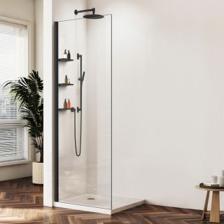 Душевая перегородка Vincea Walk-In VSW-1HWS600CLB, 600*2000, черный, стекло прозрачное