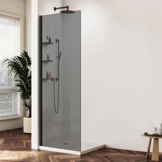 Душевая перегородка Vincea Walk-In VSW-1HWS900CGB, 900*2000, черный матовый, стекло тонированное