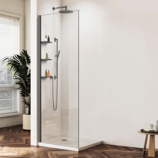 Душевая перегородка Vincea Walk-In VSW-1HWS900CLGM, 900*2000, вороненая сталь, стекло прозрачное