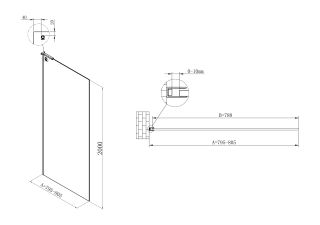 Душевая перегородка Vincea Walk-In VSW-7HA800CLB, 800*2000, черный матовый, стекло прозрачное