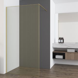 Душевая перегородка Vincea Walk-In VSW-7HS100GWG, 1000*2000, брашированное золото, стекло с золотыми нитями