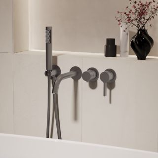 Смеситель для ванны Vincea Villa VTFW-1VL1GM, встраиваемый, вороненая сталь