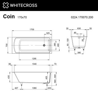 Ванна из искусственного камня Whitecross Coin 0224.170070.200 170х70 см