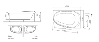 Акриловая ванна Am.pm Like W80A-170R110W-A 170x110 см правосторонняя