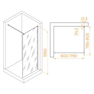 Душевая перегородка RGW WA-001 351000108-11 80см хром