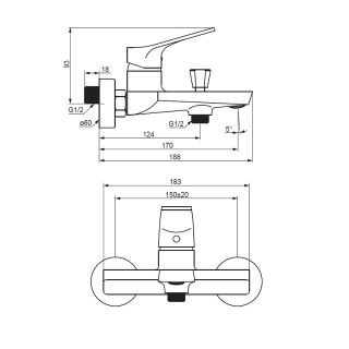 Смеситель для ванны и душа Damixa Merkur 401000300 черный