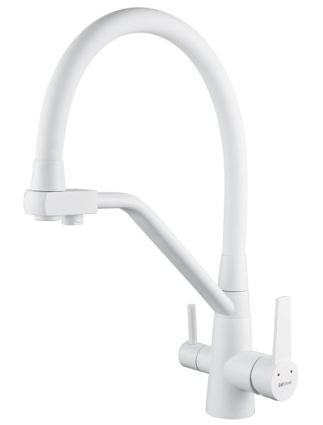 Смеситель для кухни Shevanik S968C с подключением фильтра белый