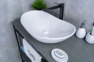 Раковина Gid Ws9811 54468 накладная под камень глянцевая 61x37x15