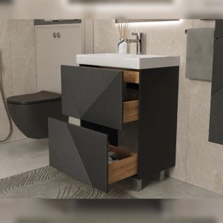 Тумба под раковину напольная Velvex Edge tn.EDG.9696.60.2Y графит, 60 см