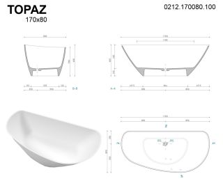 Ванна из искусственного камня Whitecross Topaz 0212.170080.200 170x80см белый матовый