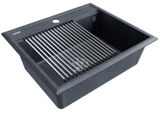 Комплект Paulmark: мойка Stepia 60 и ролл-мат Step PM115951-DG+R375-BS графит/брашированная нержавеющая сталь