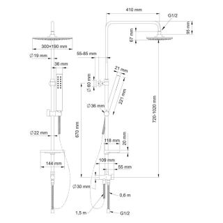 Душевая стойка Swedbe Calypso 5071 без смесителя хром