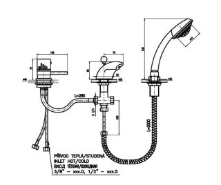 Смеситель на борт ванны Rav Slezak Dunaj DT270.5SZ золото