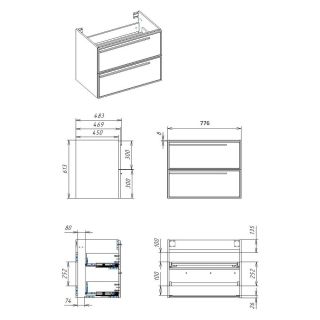Тумба под раковину La Fenice Elba TWIN FNC-01-ELB-B-80-2 77.6 см